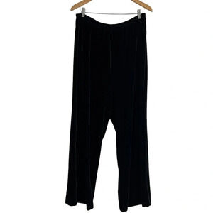 Roamans Velour Lounge Pants Plus Size 1X Elastic Waistband Comfort Pull On Black